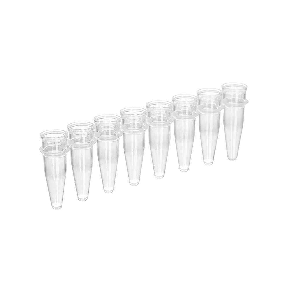 PCR strip tubes, 0.2 mL, Natural Color, Flat cap, DNAse&RNAse Free, bag packing way, 1250piece(s)/case