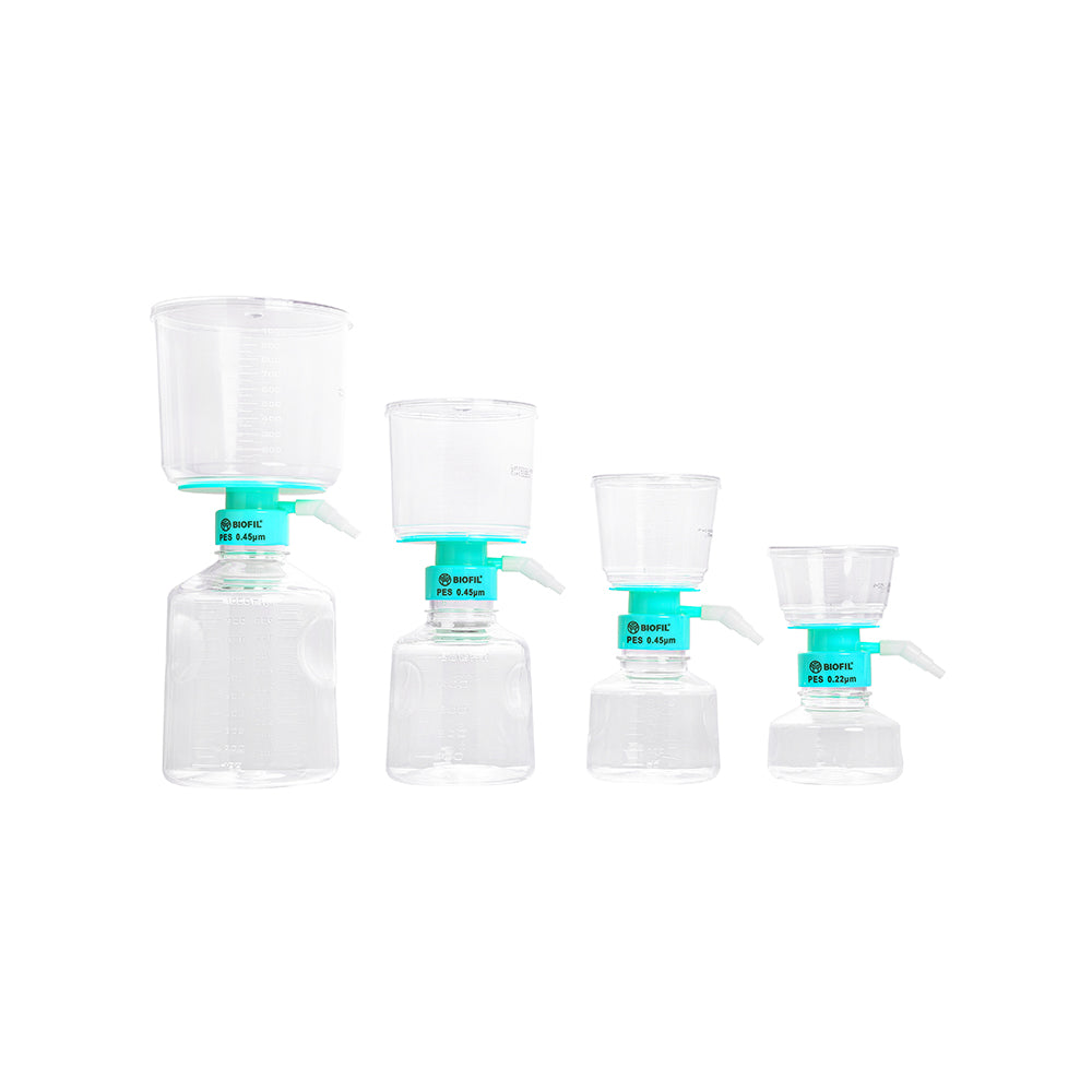 150 ml steriler Vakuumfilter, 0,45 µm Porengröße, PVDF-Membran, 50 mm Membrandurchmesser
