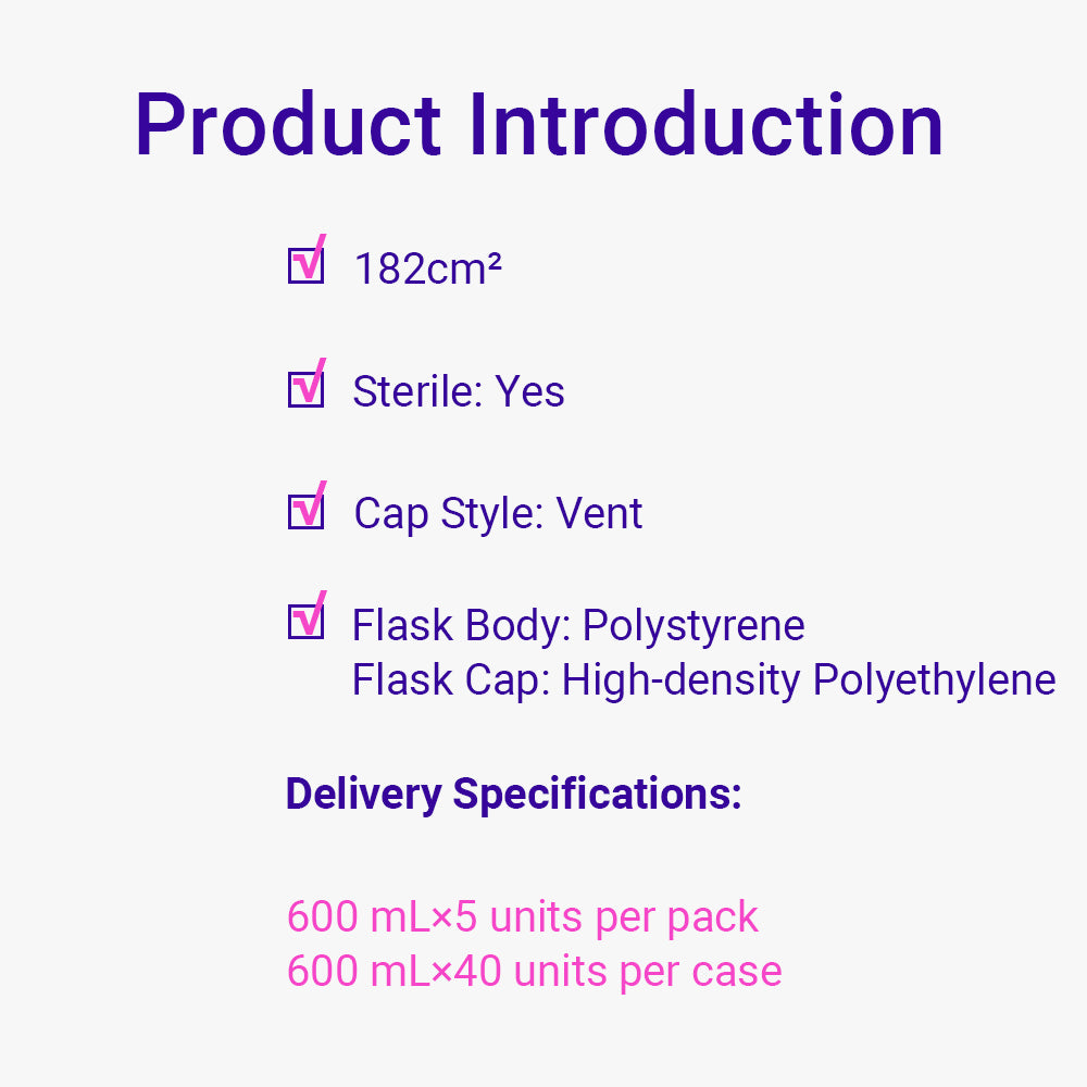 Cell and Tissue Culture Flasks, 182.0 cm², 600ml, CellATTACH Treated, Vent cap, Sterile, 40piece(s)/case