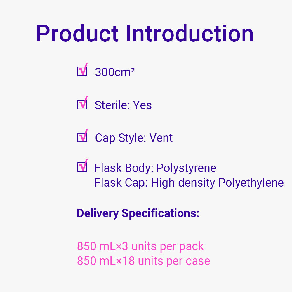 Cell and Tissue Culture Flasks, 300.0 cm², 850ml,CellATTACH Treated, Vent cap, Sterile, 18piece(s)/case