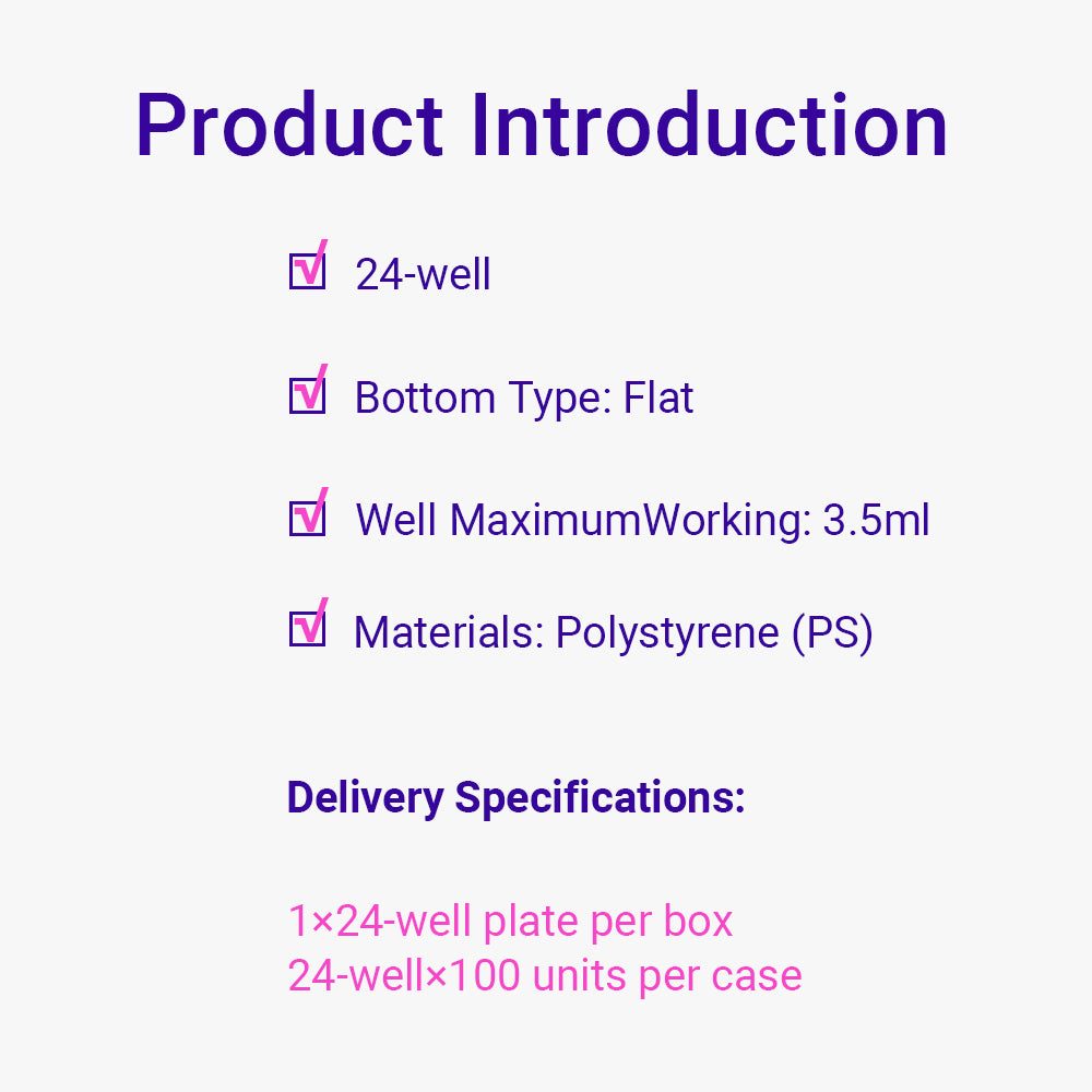 Cell and Tissue Culture Plates, 24 well, 1.9cm² CellATTACH Treated, Sterile, 100piece(s)/case