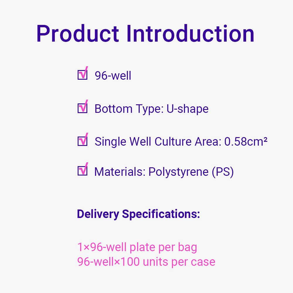 Cell and Tissue Culture Plates, 96 well, U-Bottom 0.32cm² CellATTACH Treated, Sterile, 100piece(s)/case