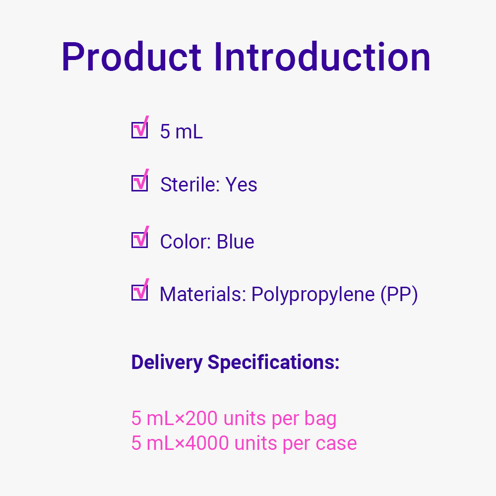 Micro Centrifuge Tubes, 5.0 mL, Blue, Conical, DNAse&RNAse Free, Non-Pyrogenic, Sterile, 4000piece(s)/case