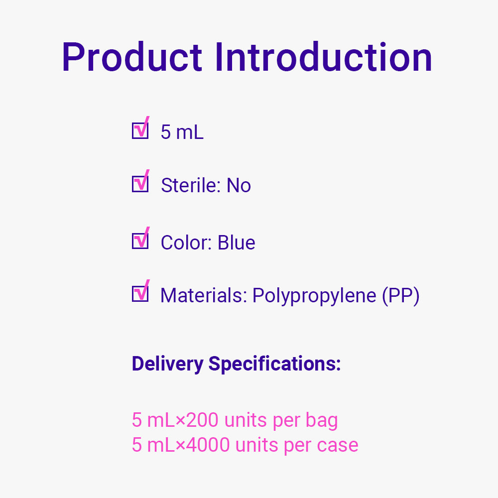 Micro Centrifuge Tubes, 5.0 mL, Blue, Conical, DNAse&RNAse Free, Non-Pyrogenic, non-Sterile, 4000piece(s)/case