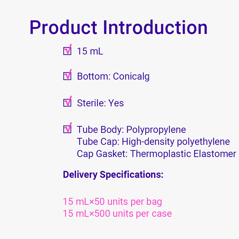 High-Performance Centrifuge Tubes, 15 mL, PP, 20000g, Conical-Bottom, Sterilized, Flat cap with sealing ring, 10piece(s)/case