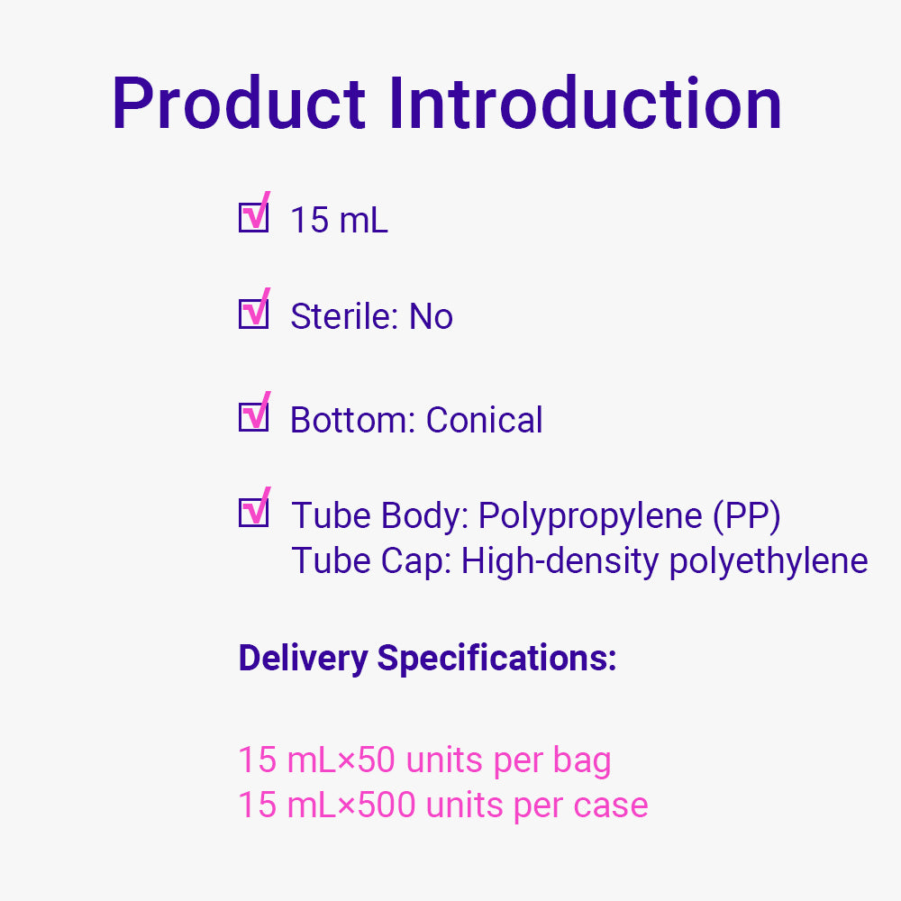 Centrifuge Tubes, 15 mL, RCF 20000g, Conical, Green color cap, Ultra High Performance, non-Sterile, bag packing, 500piece(s)/case