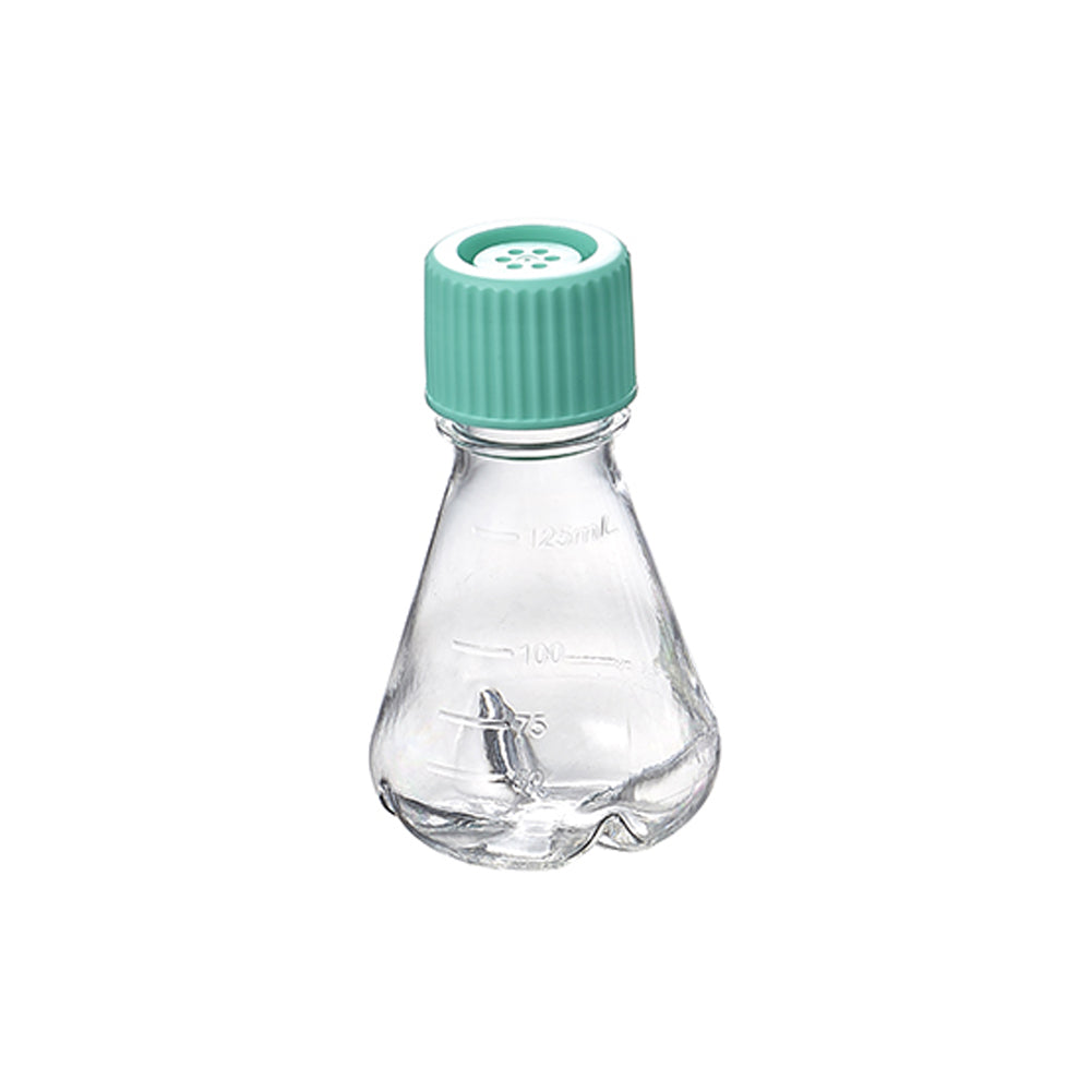 Erlenmeyer Flasks, 125 mL, PETG, Non-treated, Vent cap, Baffled, Dnase