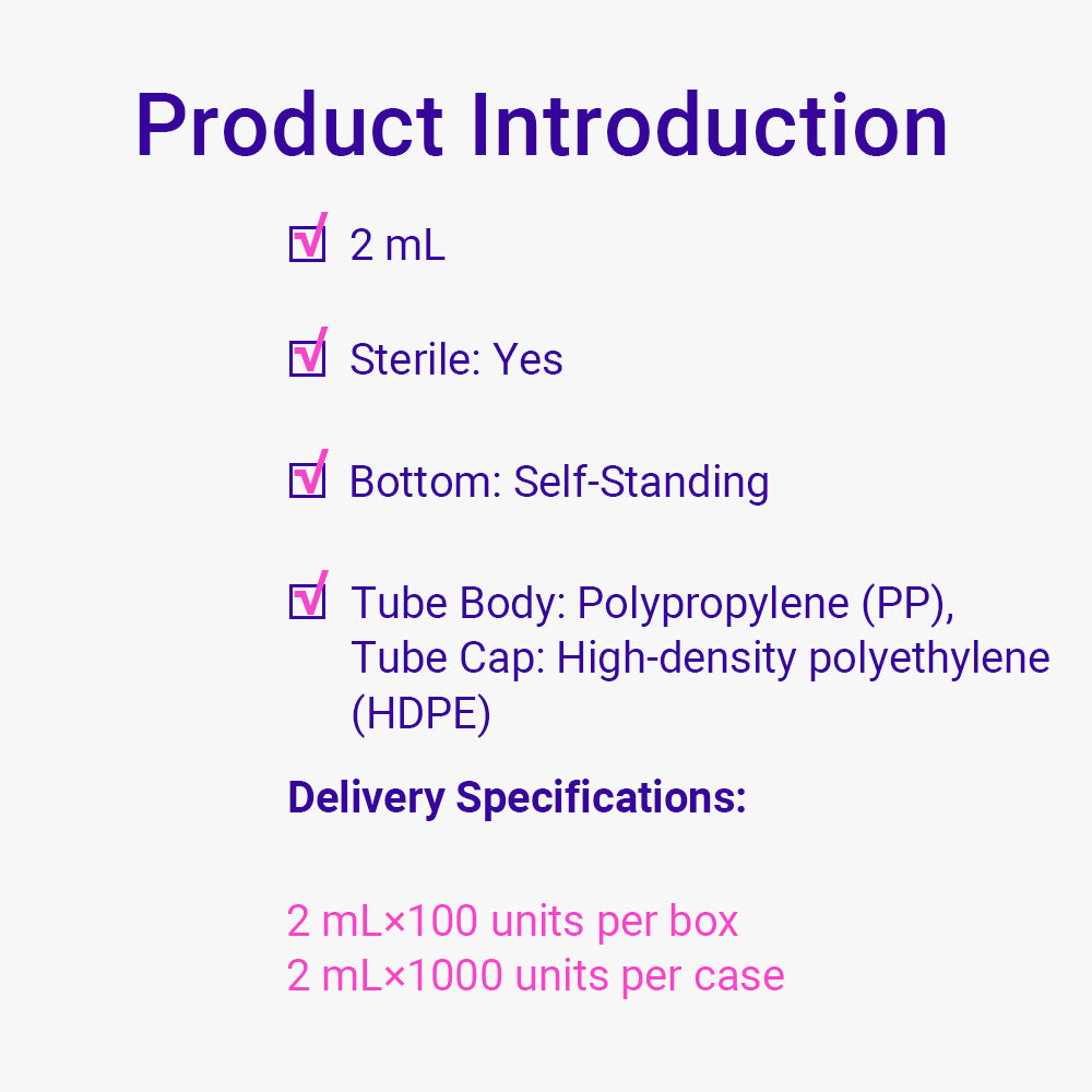 Freezing Vials, 2.0 mL, Self-standing, Sterilized, Dnase/Rnase-free, Non-pyrogenic, 1000piece(s)/case