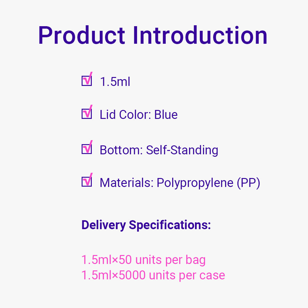 Freezing Vials, 1.5 mL, Self-standing, Blue, Flat cap, bag packing way, Sterile, DNAse&RNAse free, Non-Pyrogenic, 5000piece(s)/case