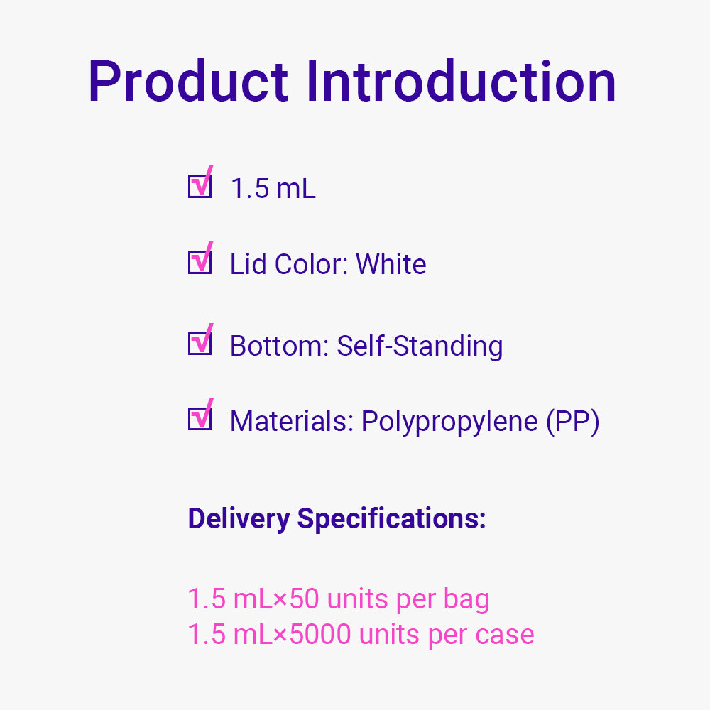 Freezing Vials, 1.5 mL, Self-standing, White, Flat cap, bag packing way, Sterile, DNAse&RNAse free, Non-Pyrogenic, 5000piece(s)/case