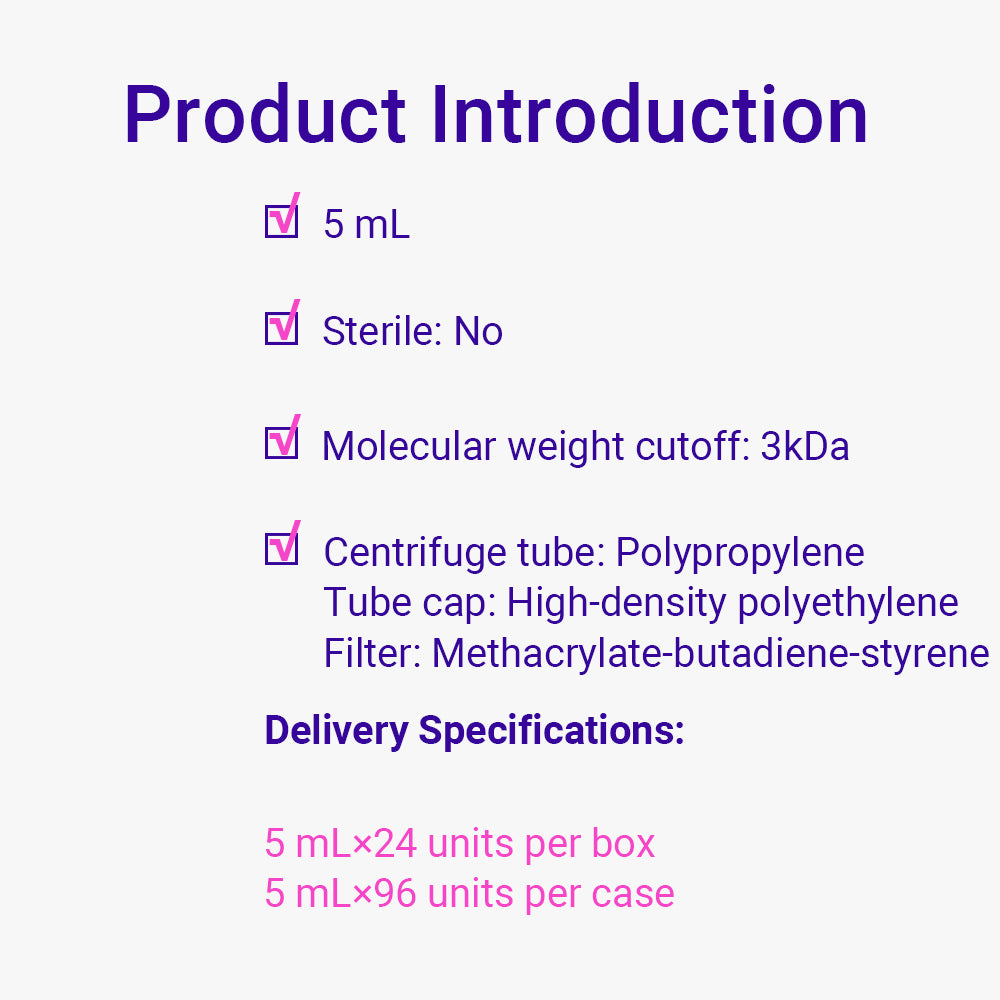 Centrifugal Filters, 15 mL, Conical Tubes, White Cap, Molecular Weight Cutoffs 3KDa, 96piece(s)/case