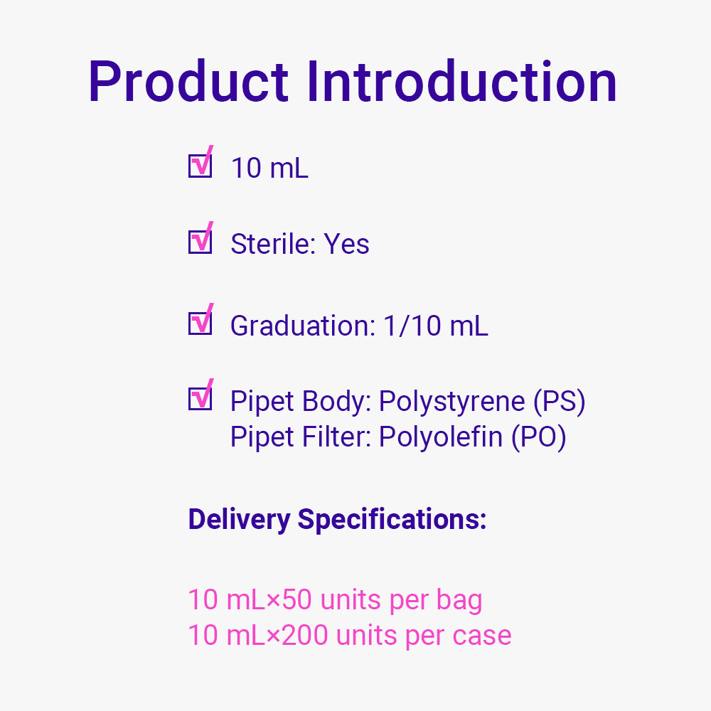 Open End Pipets, 10 mL, Paper/plastic individually packed, then in bag, Sterile, 200piece(s)/case