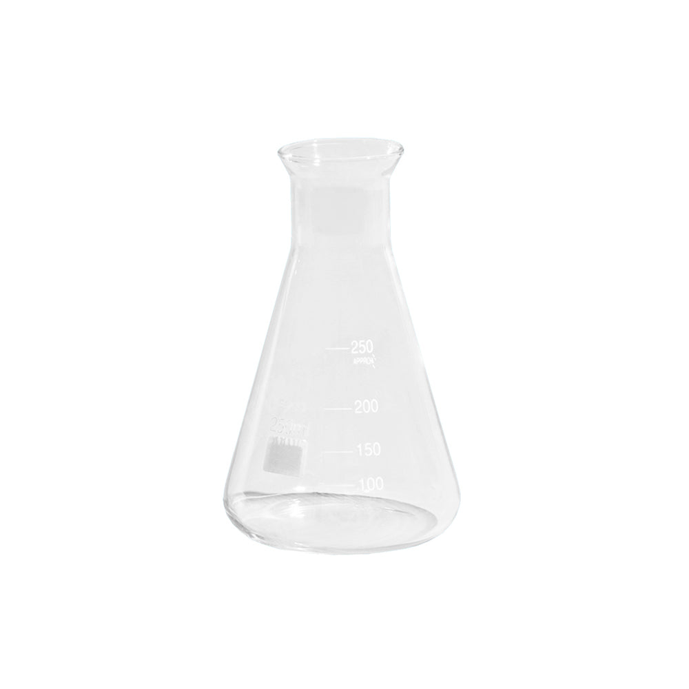Erlenmeyer Flask, Horn Mouth, Wide Neck, Graduated, Borosilicate 3.3 Glass, 3000mL, Neck OD 50mm, Bottle OD 187mm, 310mm H, 8 pcs/case