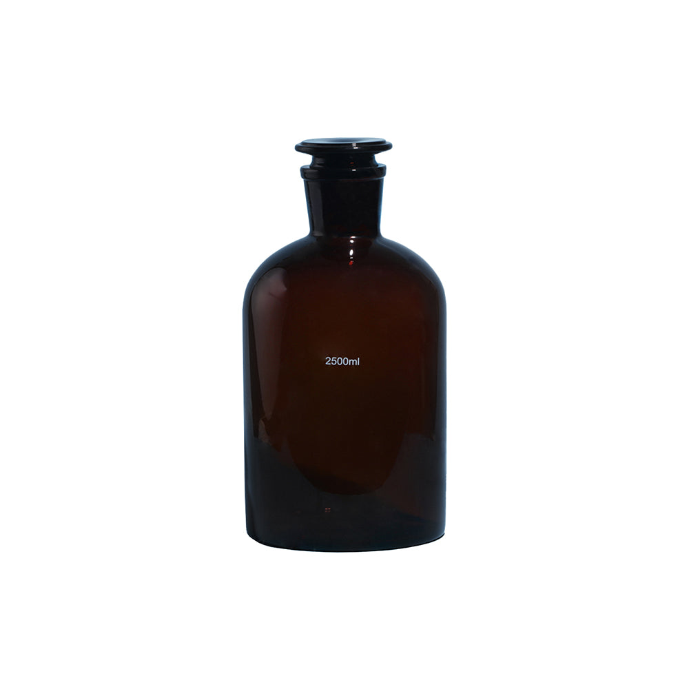 Reagent Bottle, Narrow Mouth, Amber Glass, with Glass/Plastic Stopper, 20L, ID 68mm, OD 284mm, H 545mm, 2 pcs/case