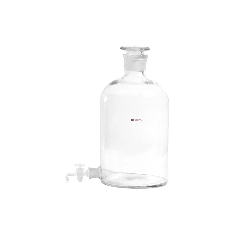 Aspirator Bottle, with Ground Stopper and Stopcock, 20000mL, Neck ID 68mm, OD 284mm, Lower Mouth OD 38mm, H 545mm, 1 pc/case