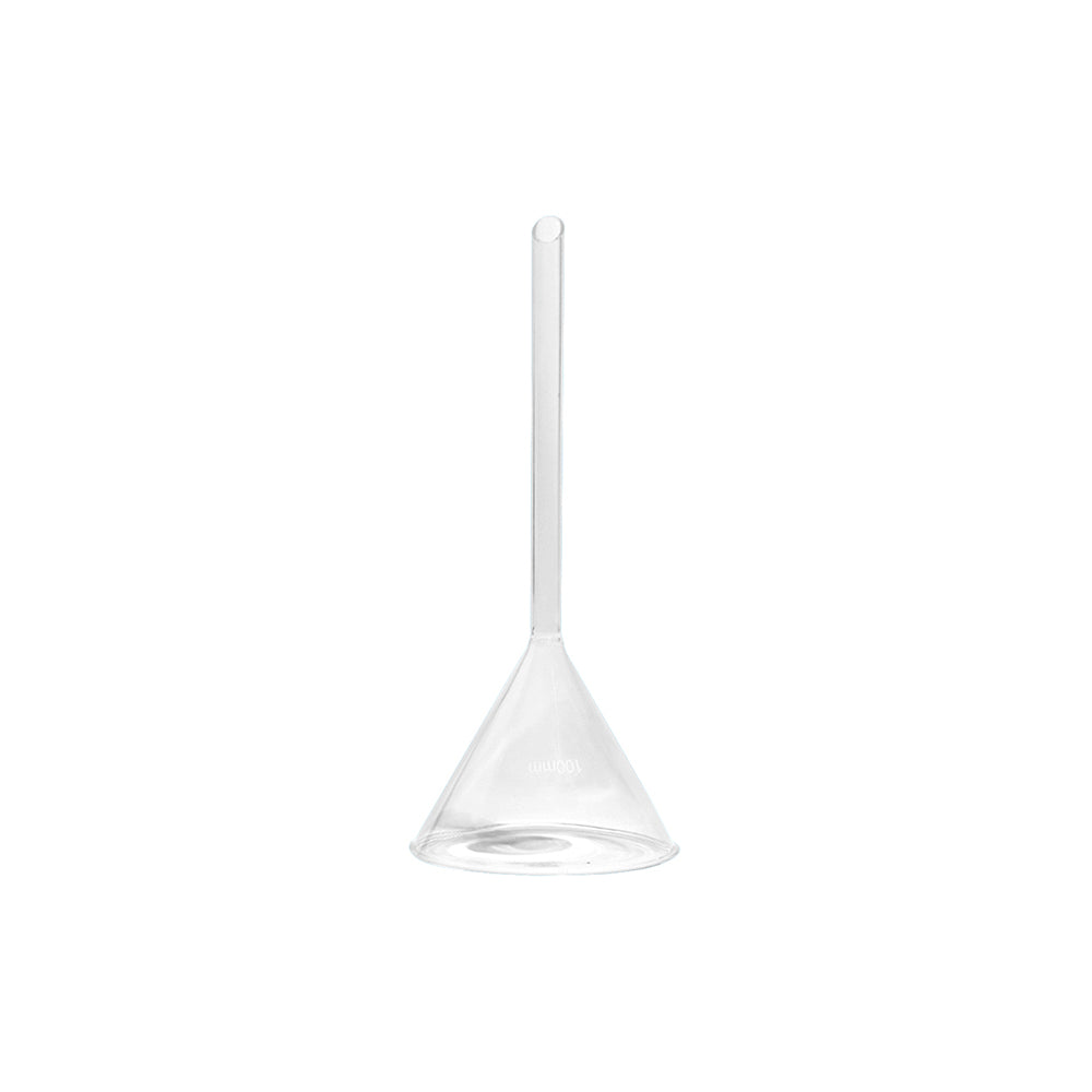Funnel, Long Stem, 60°, Borosilicate 3.3 Glass, D 100mm, Bottom OD 13mm, Tube L 150mm, 48 pcs/case