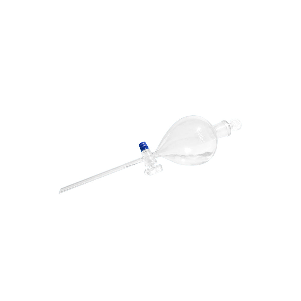 Separatory Funnel, Globe Shape, with Glass/Plastic Stopper and Glass Stopcock, 1000mL, Bottom OD 12×160mm, Bottle OD 130mm, Ground Mouth 29/32mm, L 425mm, 12 pcs/case