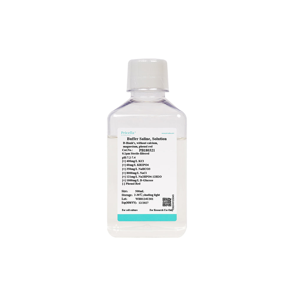 D-Hank's Balanced Salt Solution (D-HBSS), ohne Calcium, Magnesium, Phenolrot, 500 ml