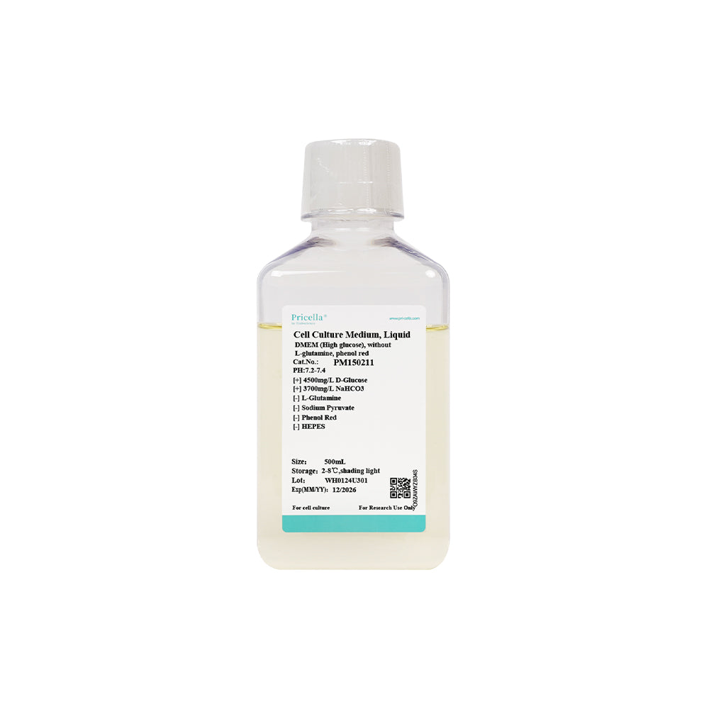 DMEM (hoher Glukosegehalt), ohne L-Glutamin, Natriumpyruvat, Phenolrot, 500 ml