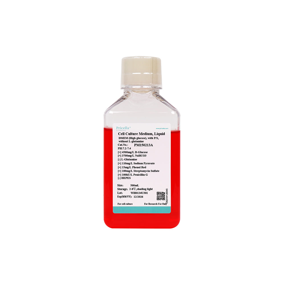 DMEM (hoher Glukosegehalt), mit P/S, ohne L-Glutamin, 500 ml