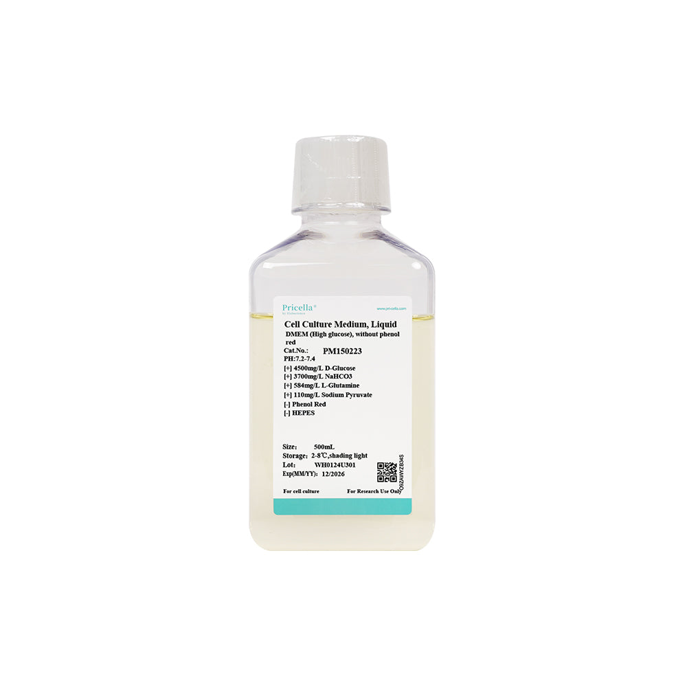 DMEM (hoher Glukosegehalt), ohne Phenolrot, 500 ml