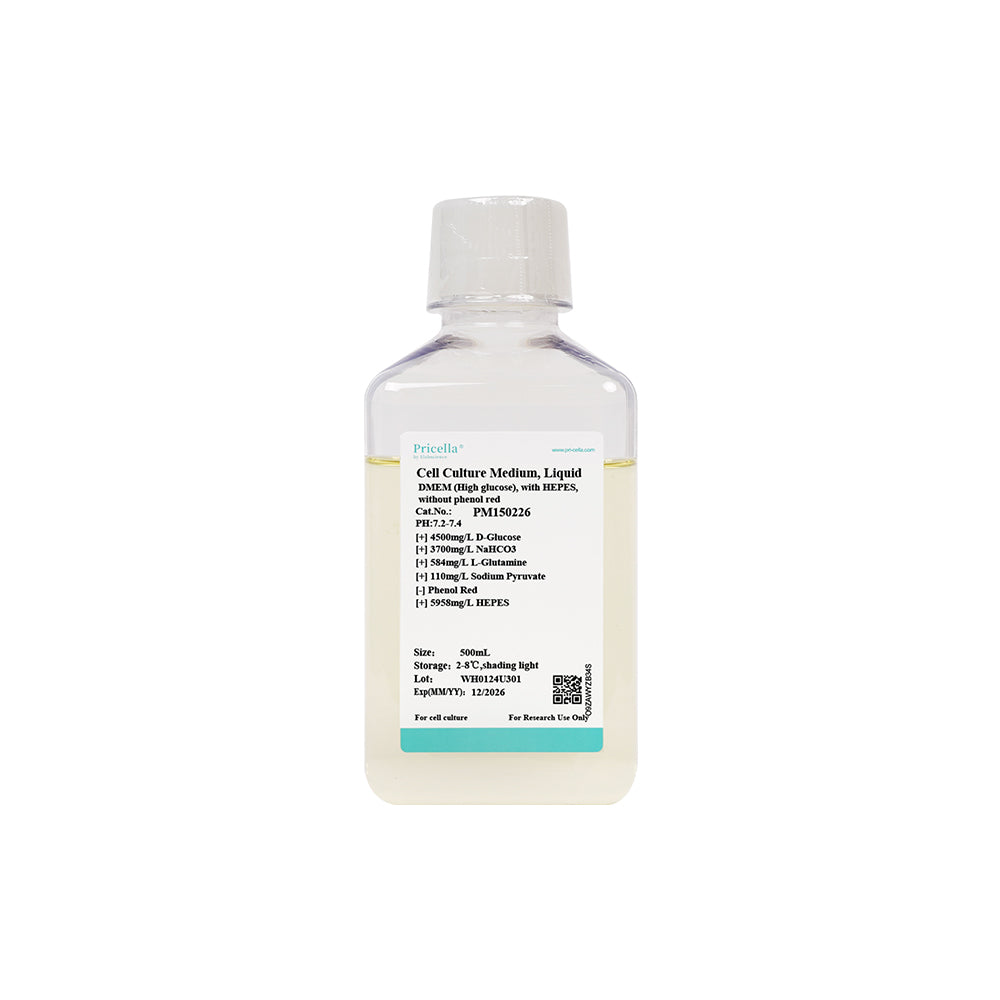 DMEM (hoher Glukosegehalt), mit HEPES, ohne Phenolrot, 500 ml