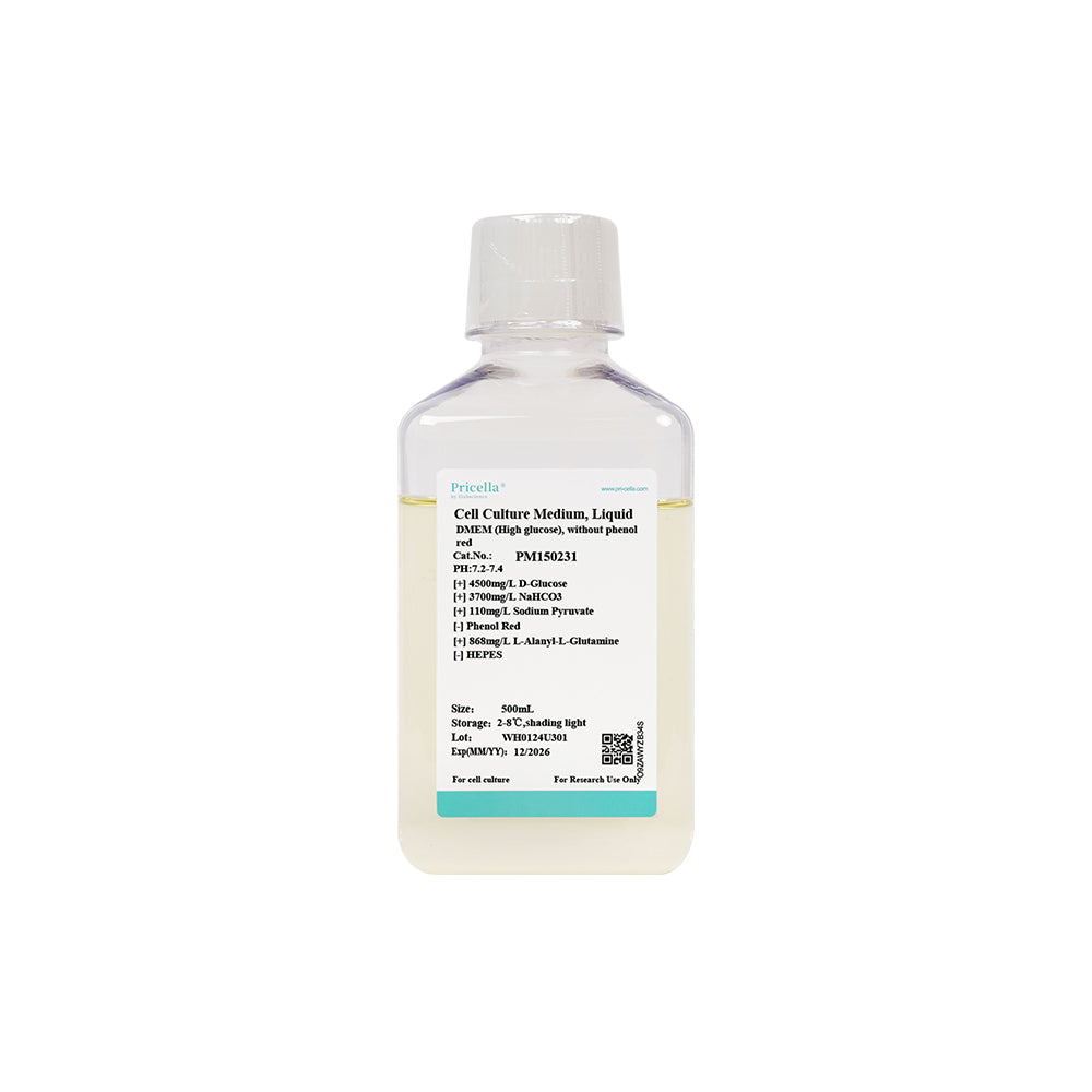 DMEM (hoher Glukosegehalt), mit L-Alanyl-L-Glutamin, ohne Phenolrot, 500 ml