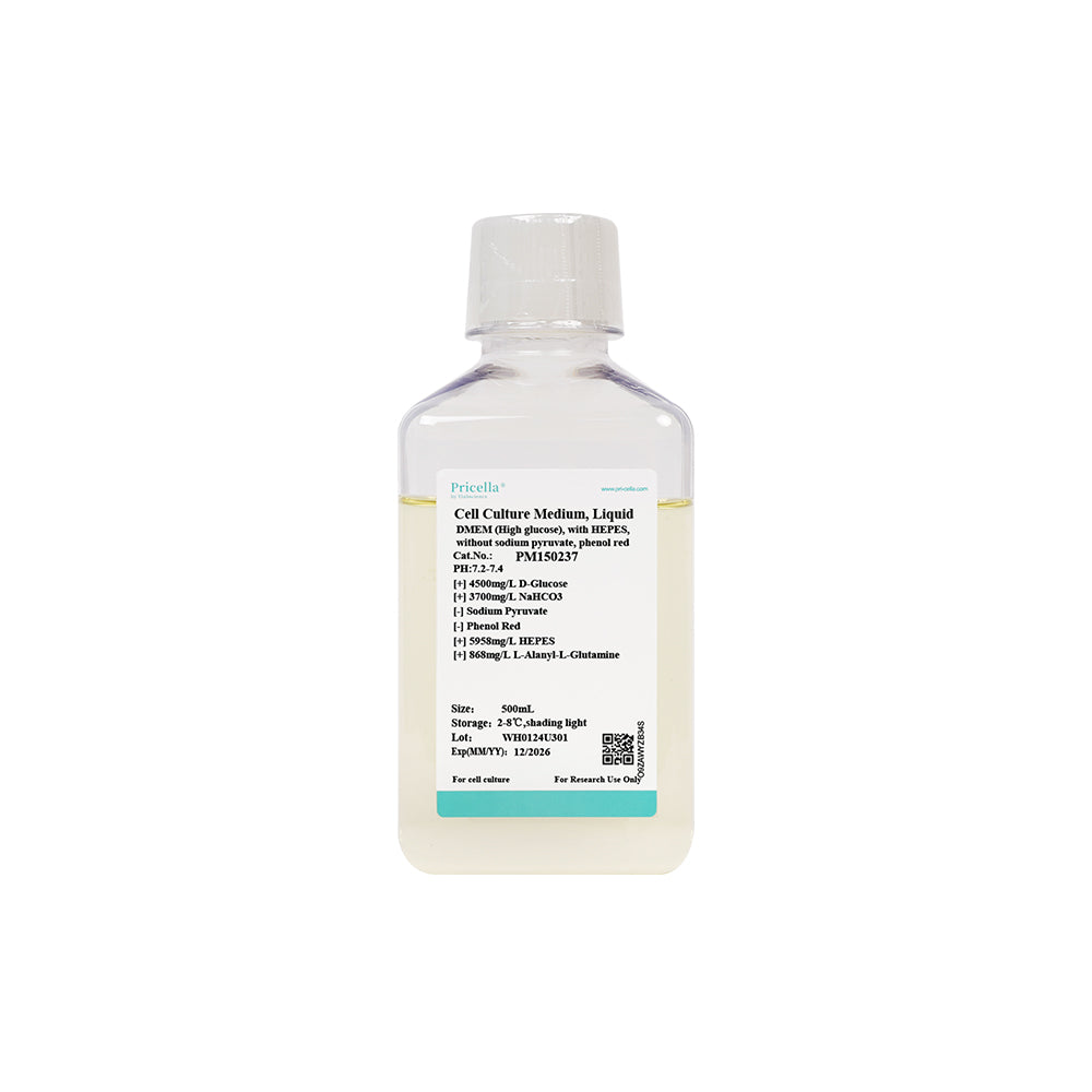 DMEM (hoher Glukosegehalt), mit L-Alanyl-L-Glutamin, HEPES, ohne Natriumpyruvat, Phenolrot, 500 ml