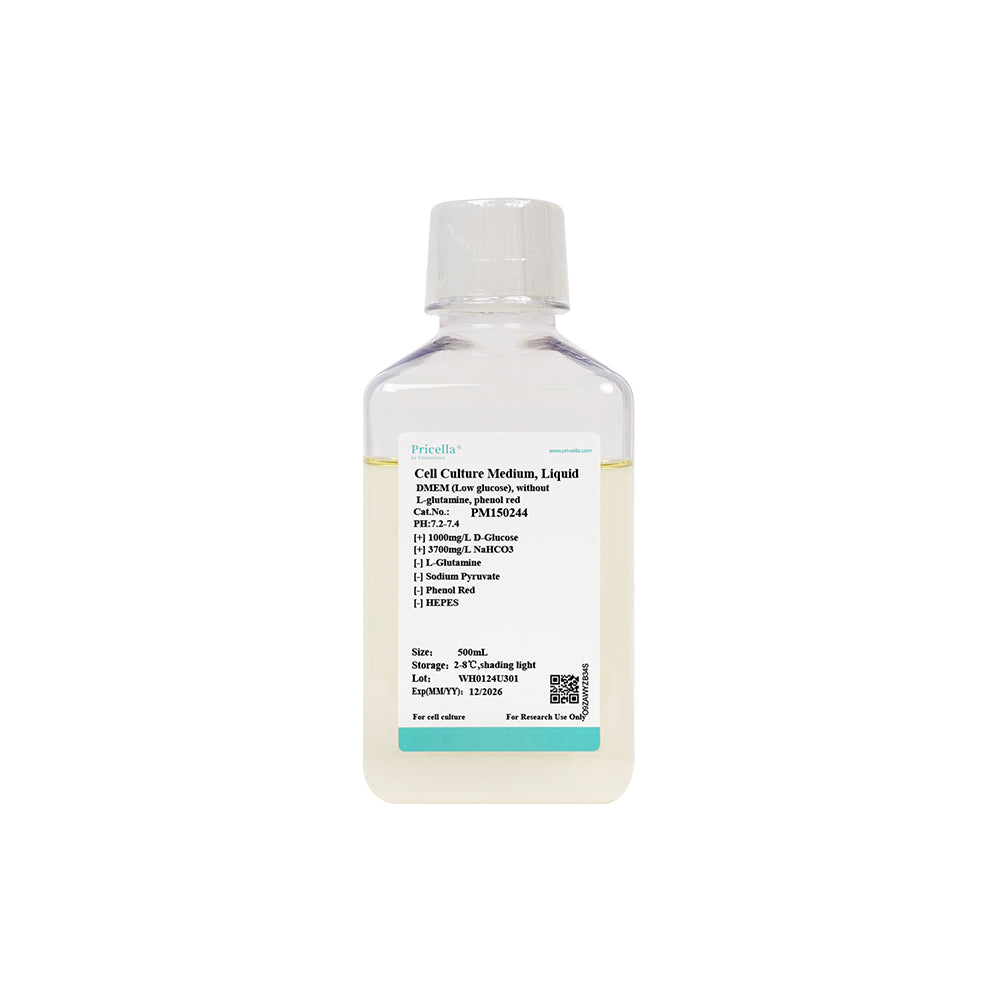DMEM (niedriger Glukosegehalt), ohne L-Glutamin, Natriumpyruvat, Phenolrot, 500 ml
