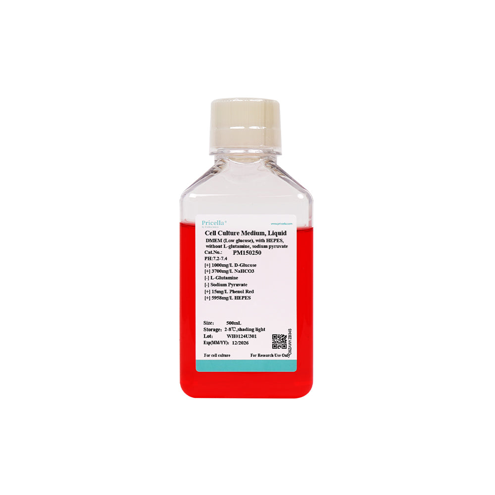 DMEM (niedriger Glukosegehalt), mit HEPES, ohne L-Glutamin, Natriumpyruvat, 500 ml