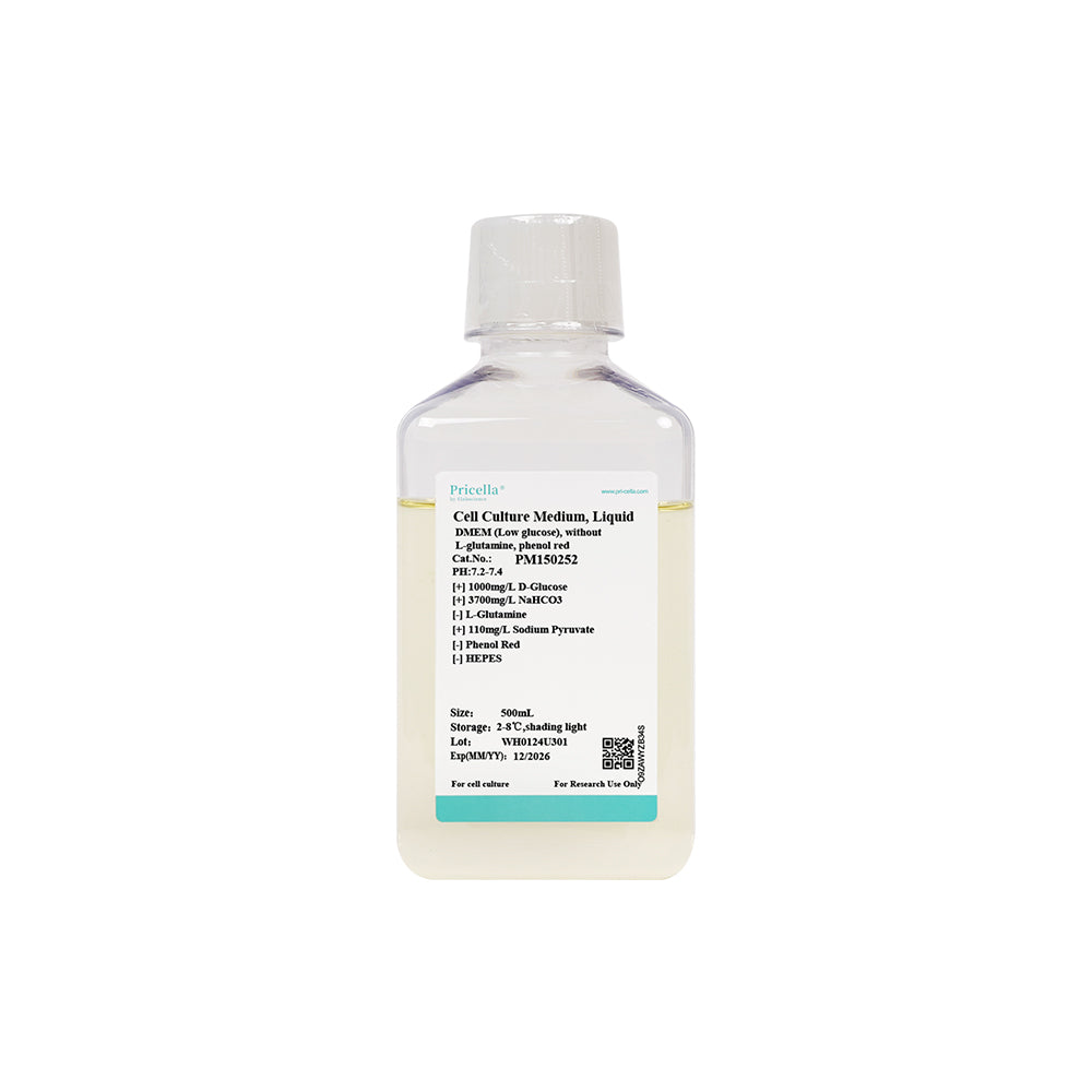 DMEM (niedriger Glukosegehalt), ohne L-Glutamin, Phenolrot, 500 ml