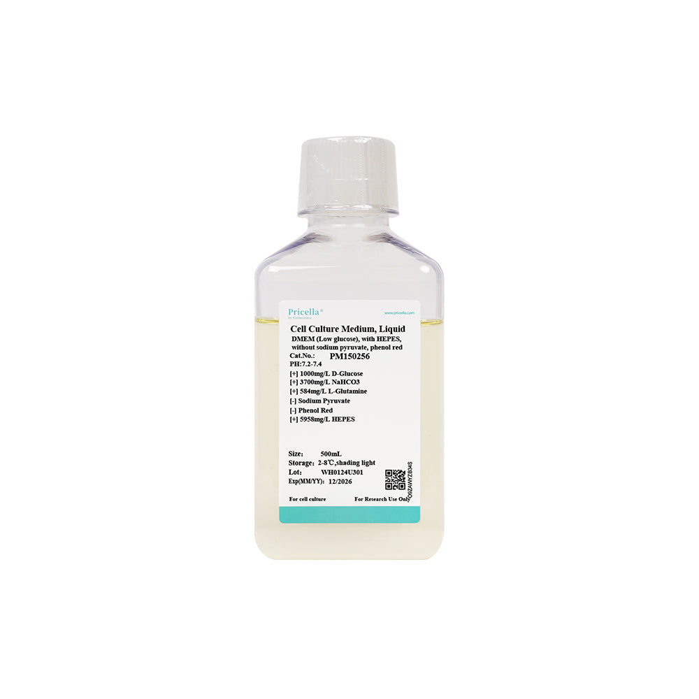 DMEM (niedriger Glukosegehalt), mit HEPES, ohne Natriumpyruvat, Phenolrot, 500 ml