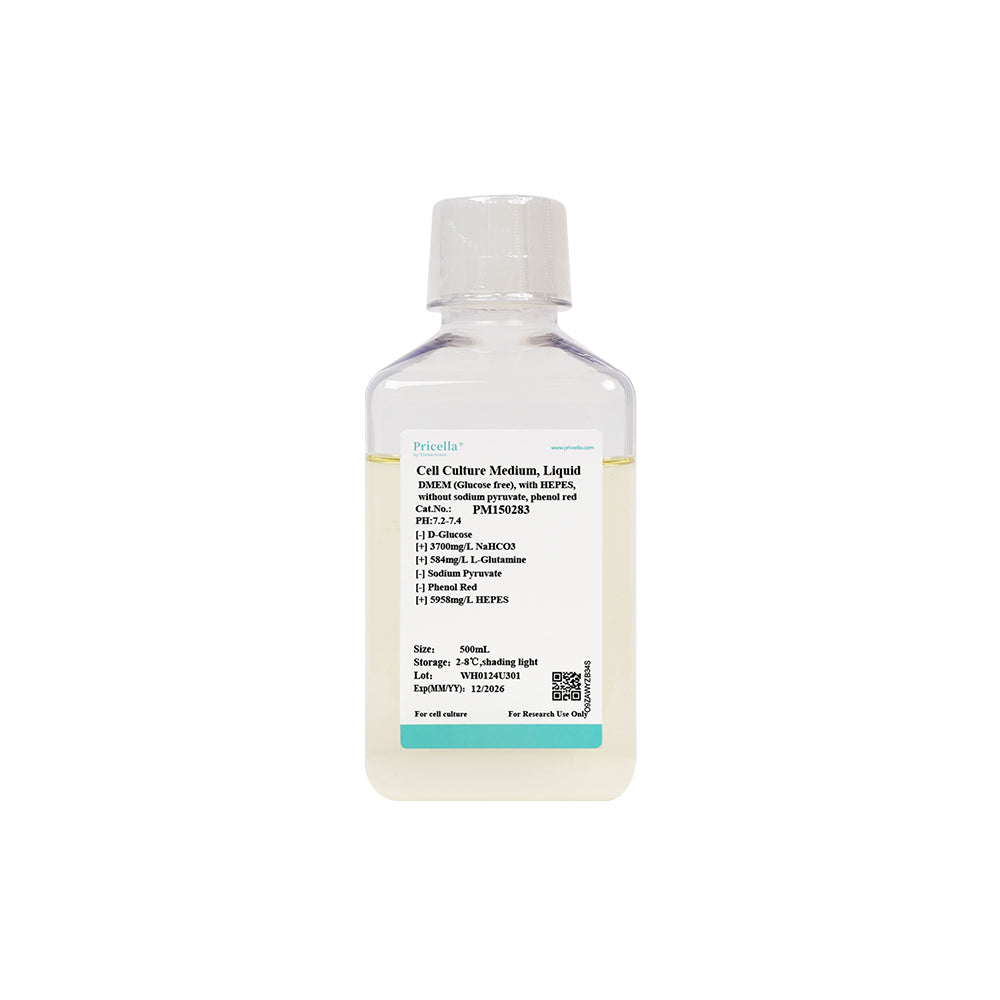 DMEM (Glucosefrei), mit HEPES, ohne Natriumpyruvat, Phenolrot, 500mL