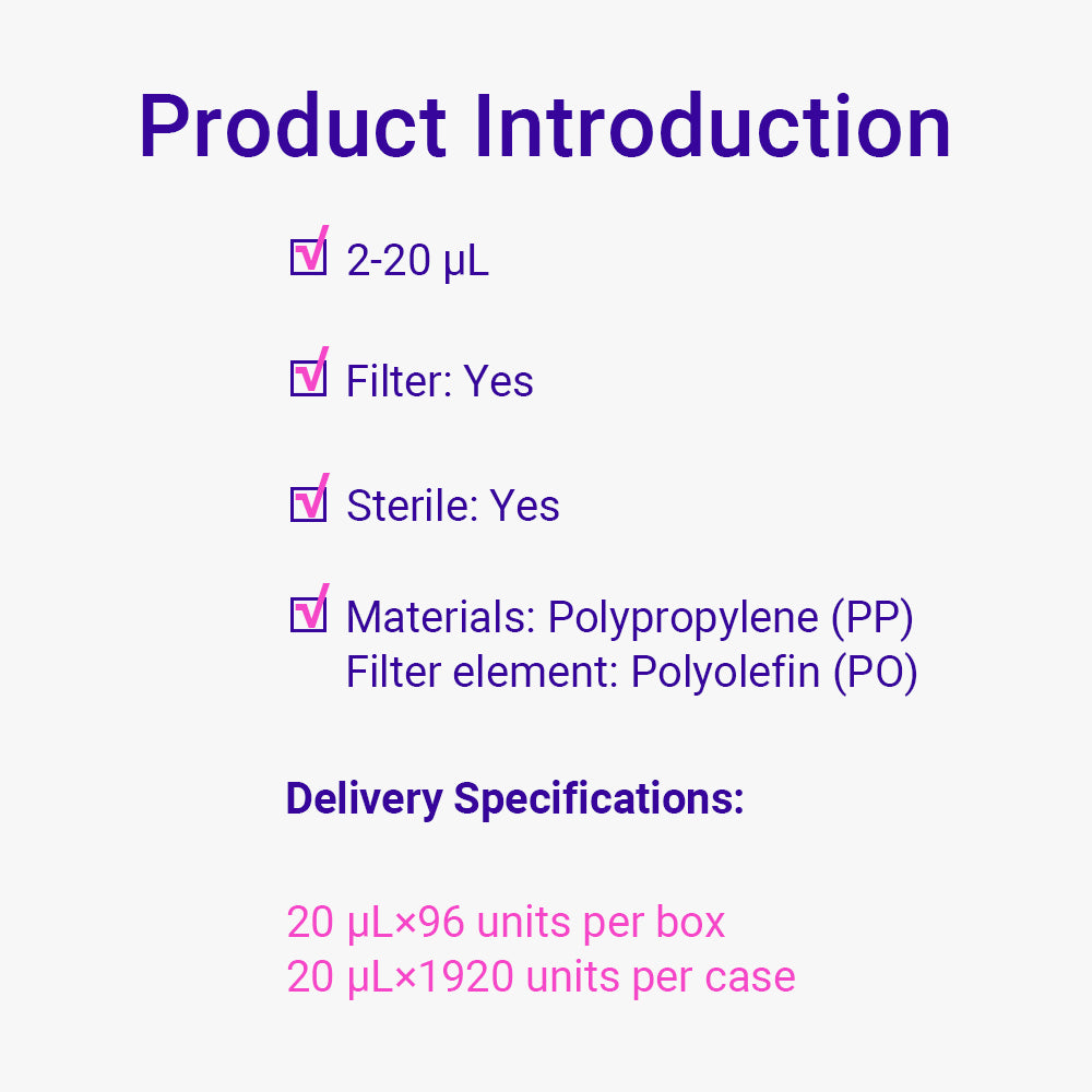 Sterile ZEROTIP® Pipette Micro Tips with Filter, 2-20 μl, Natural Color, DNase/RNase-Free, Plastic Rack Packaging