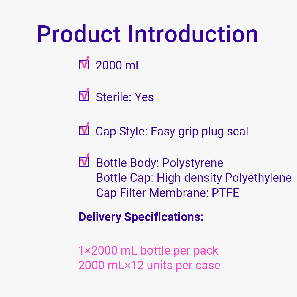 Roller Bottles(2L), 2000 mL, 850 cm², Non-treated, Plug seal, 12piece(s)/case
