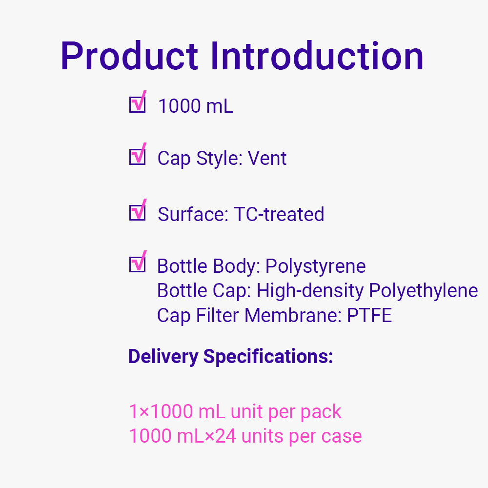 Roller Bottles, 1000 mL, 490 cm², TC-treated, Vent cap, 24piece(s)/case