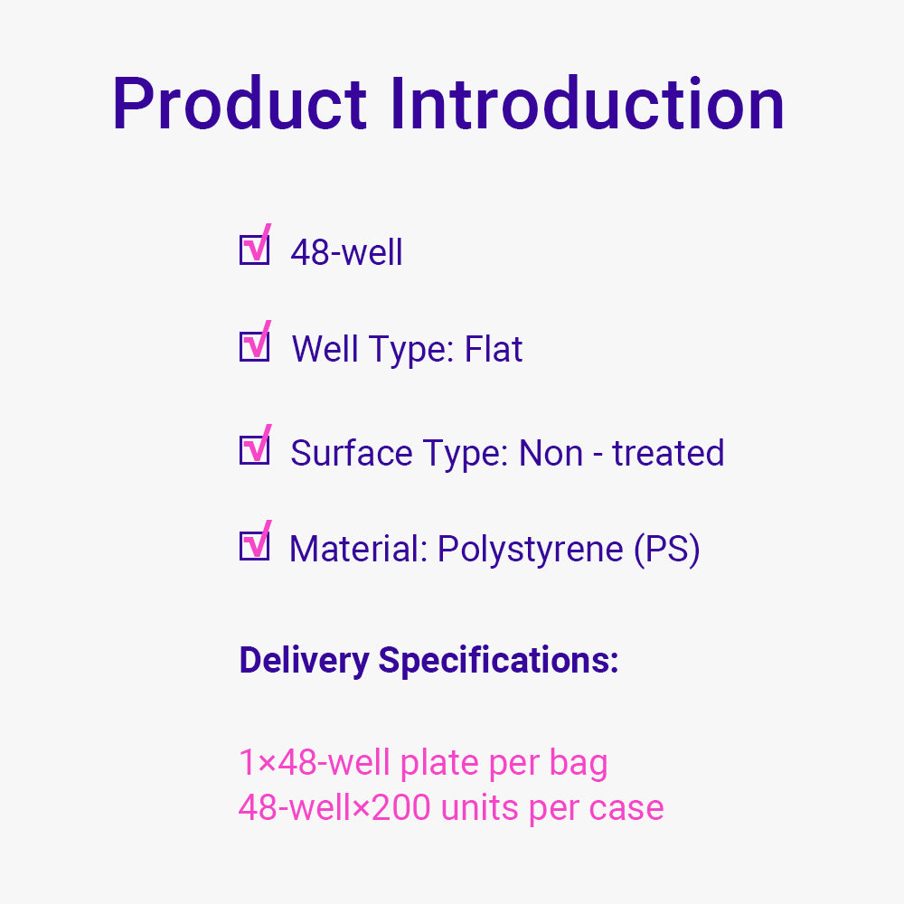 Cell and Tissue Culture Plates, 48 well, Non-treated, Sterile, 200piece(s)/case