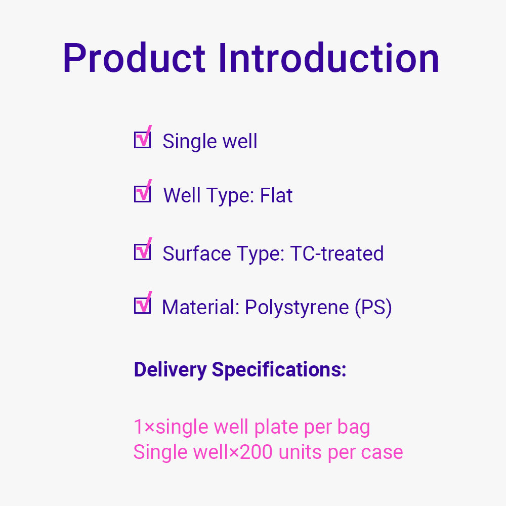 Cell and Tissue Culture Plates, Singel  well, TC Treated, Sterile, 200piece(s)/case