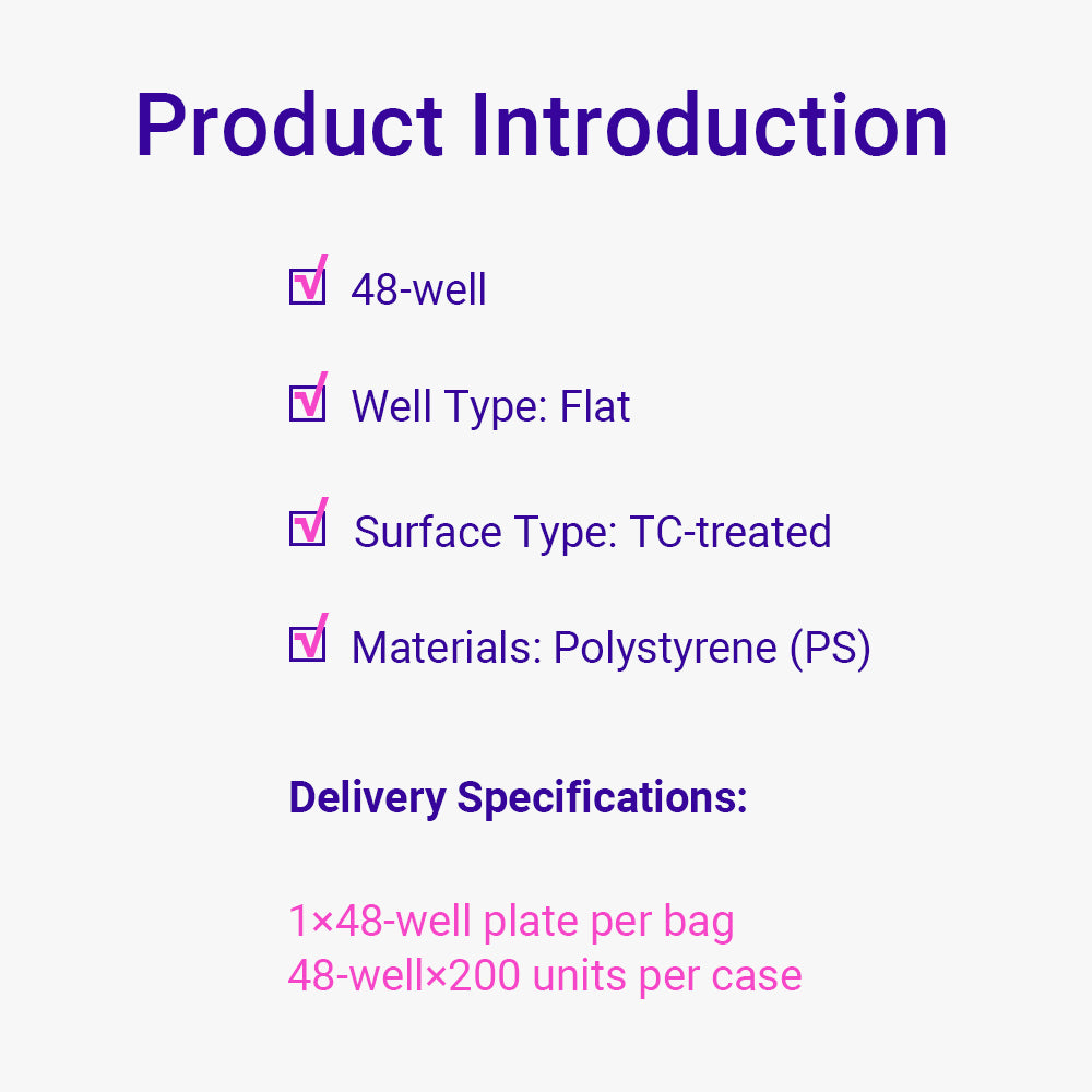 Cell and Tissue Culture Plates, 48 well, TC Treated, Sterile, 200piece(s)/case