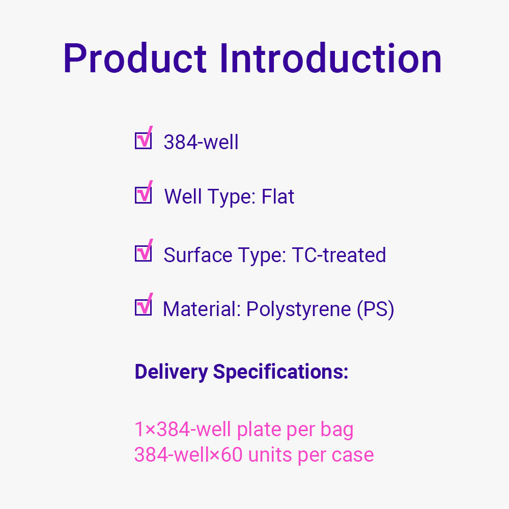 Cell and Tissue Culture Plates, 384 well, TC Treated, Sterile, 100piece(s)/case